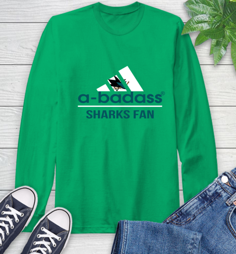 NHL A Badass San Jose Sharks Fan Adidas Hockey Sports Long Sleeve T-Shirt 8