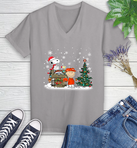 NFL Denver Broncos Snoopy Charlie Brown Christmas Football Super Bowl Sports Women's V-Neck T-Shirt 4