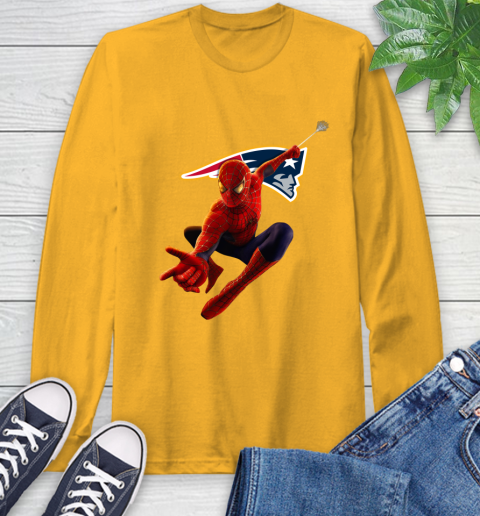 NFL Spider Man Avengers Endgame Football New England Patriots Long Sleeve T-Shirt 3
