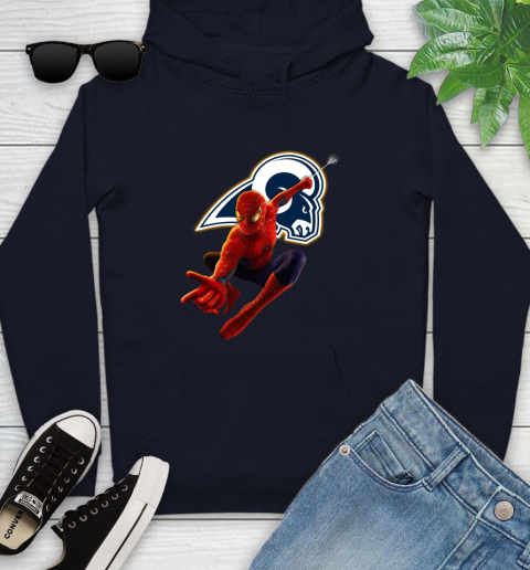 NFL Spider Man Avengers Endgame Football Los Angeles Rams Youth Hoodie 4