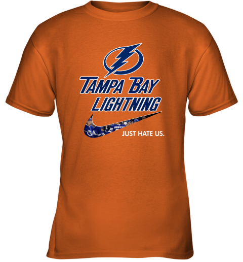 NHL Tampa Bay Lightnings x Nike Just Hate Us ywyf nhltampa bay lightnings x nike just hate us youth t shirt 26 front safety orange