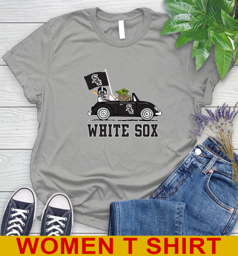 MLB Baseball Chicago White Sox Darth Vader Baby Yoda Driving Star Wars Shirt Women's T-Shirt - Image 12