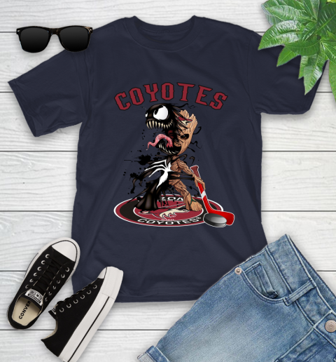 NHL Arizona Coyotes Hockey Venom Groot Guardians Of The Galaxy Youth T-Shirt 3