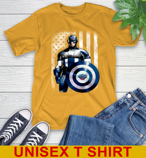 New Orleans Pelicans NBA Basketball Captain America Marvel Avengers American Flag Shirt T-Shirt 2