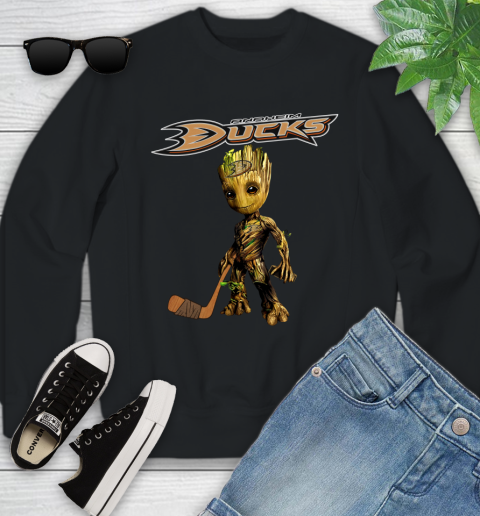 Anaheim Ducks NHL Hockey Groot Marvel Guardians Of The Galaxy Youth Sweatshirt 2