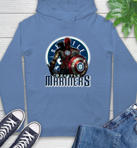 MLB Captain America Thor Spider Man Hawkeye Avengers Endgame Baseball Seattle Mariners Hoodie 11