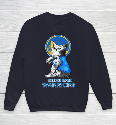 NBA Basketball My Cat Loves Golden State Warriors Youth Sweatshirt 2