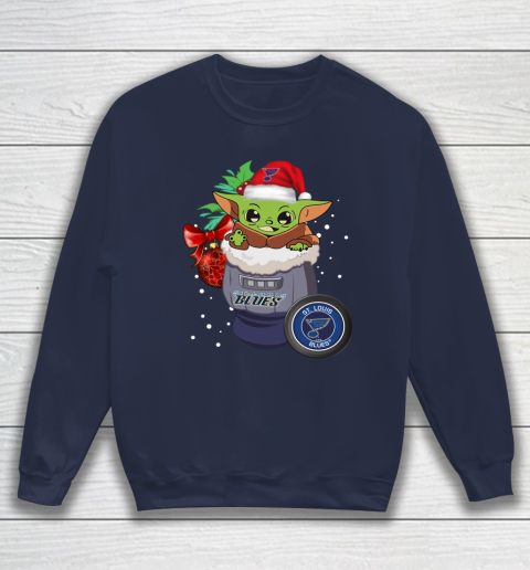 St.Louis Blues Christmas Baby Yoda Star Wars Funny Happy NHL Sweatshirt 3