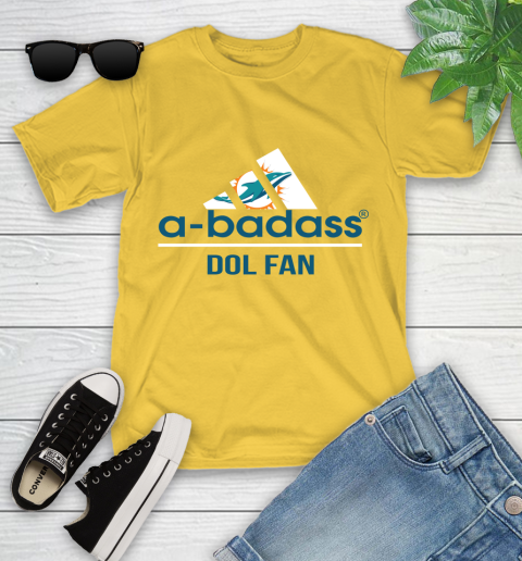 NFL A Badass Miami Dolphins Fan Adidas Football Sports Youth T-Shirt 10