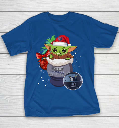 Memphis Grizzlies Christmas Baby Yoda Star Wars Funny Happy NBA Youth T-Shirt 8