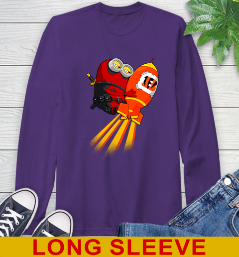NFL Football Cincinnati Bengals Deadpool Minion Marvel Shirt Long Sleeve T-Shirt 5