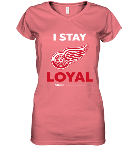 mjmw detroit red wings i stay loyal women v neck t shirt 39 front coral