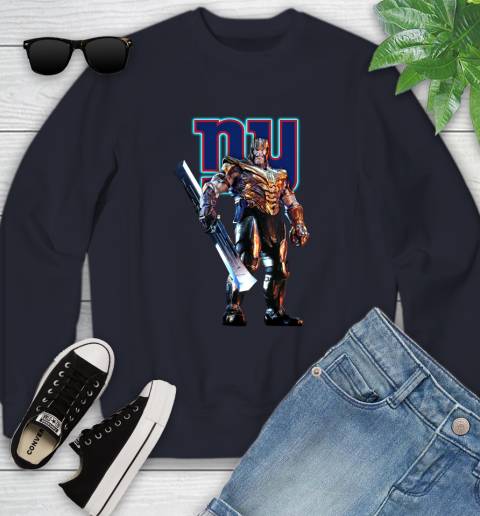 NFL Thanos Gauntlet Avengers Endgame Football New York Giants Youth Sweatshirt 3