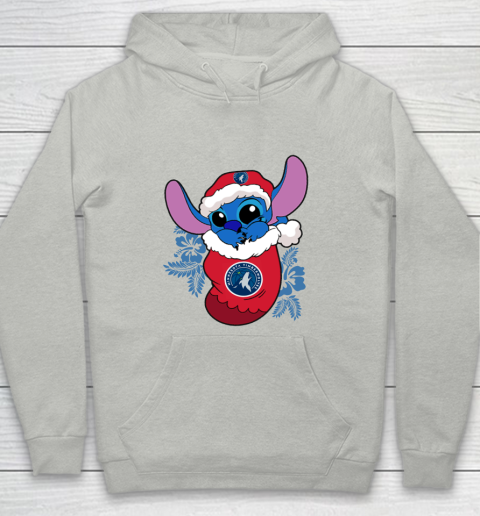 Minnesota Timberwolves Christmas Stitch In The Sock Funny Disney NBA Youth Hoodie 2