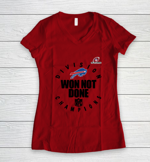 Buffalo Bills East Champions 2020 NFL Playoffs Division Won Not Done Women's V-Neck T-Shirt 6