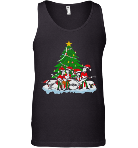 The Beatles Rock Band Snoopy And Woodstock Merry Christmas Tree Tank Top