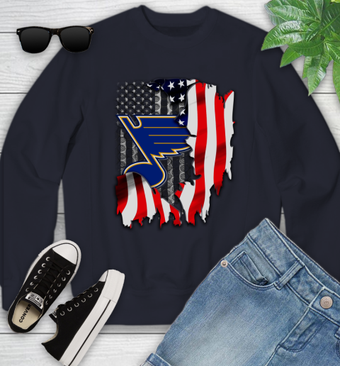 St.Louis Blues NHL Hockey American Flag Youth Sweatshirt 2