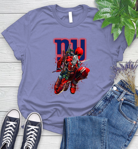 NFL Deadpool Marvel Comics Sports Football New York Giants Women's T-Shirt 11