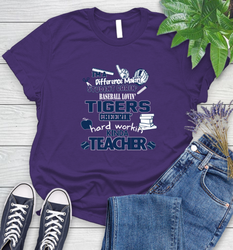 Detroit Tigers MLB I'm A Difference Making Student Caring Baseball Loving Kinda Teacher Women's T-Shirt 4