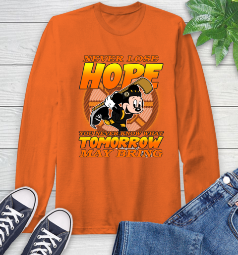 Boston Bruins NHL Hockey ootball Mickey Disney Never Lose Hope Long Sleeve T-Shirt 4