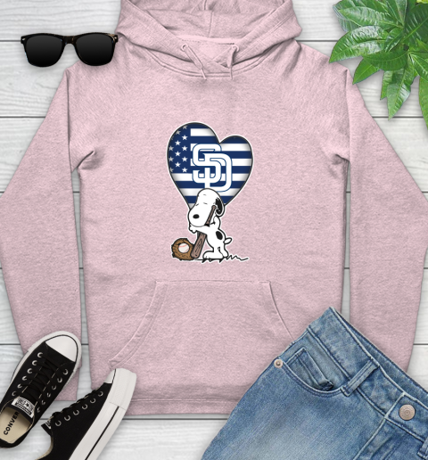 San Diego Padres MLB Baseball The Peanuts Movie Adorable Snoopy Youth Hoodie 10
