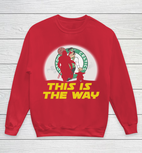 Boston Celtics NBA Basketball Star Wars Yoda And Mandalorian This Is The Way Youth Sweatshirt 7