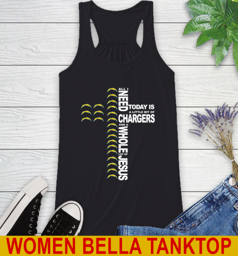 NFL All I Need Today Is A Little Bit Of Los Angeles Chargers Cross Shirt Racerback Tank