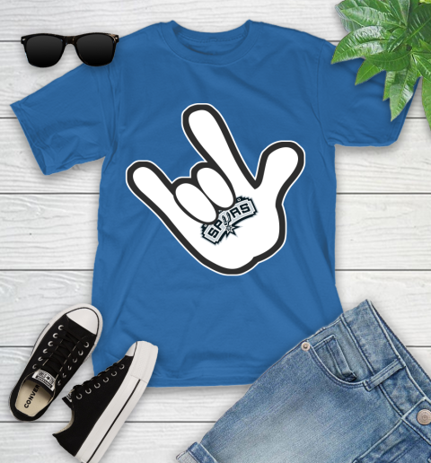 San Antonio Spurs NBA Basketball Mickey Rock Hand Disney Youth T-Shirt 9