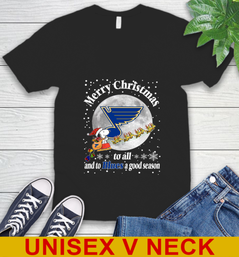 St.Louis Blues Merry Christmas To All And To Blues A Good Season NHL Hockey Sports V-Neck T-Shirt