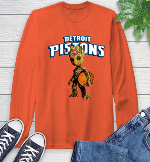 Detroit Pistons NBA Basketball Groot Marvel Guardians Of The Galaxy Long Sleeve T-Shirt 5
