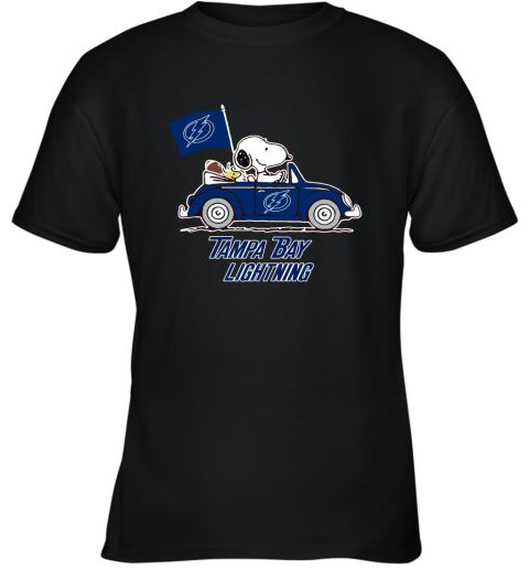 Snoopy And Woodstock Ride The Tampa Bay Lightnings Car NHL Youth T-Shirt