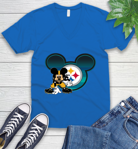 NFL Pittsburgh Steelers Mickey Mouse Disney Football T Shirt V-Neck T-Shirt 6