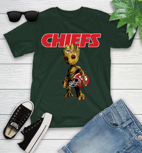 Kansas City Chiefs NFL Football Groot Marvel Guardians Of The Galaxy Youth T-Shirt 5