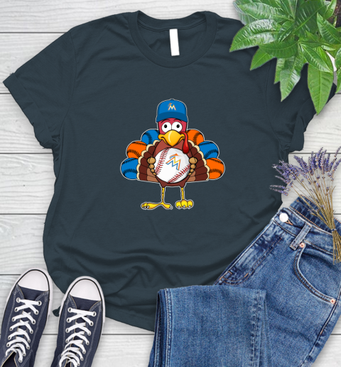 Miami Marlins Turkey thanksgiving Women's T-Shirt 8
