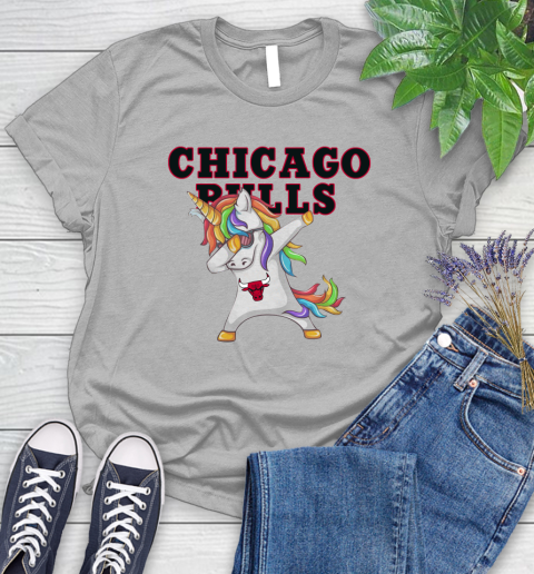 Chicago Bulls NBA Basketball Funny Unicorn Dabbing Sports Women's T-Shirt 5