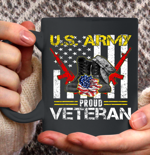 Veteran Shirt U S Army Proud Veteran With American Flag Gifts Veteran Day Ceramic Mug 11oz