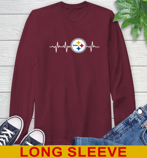 Pittsburgh Steelers NFL Football Heart Beat Shirt Long Sleeve T-Shirt 7