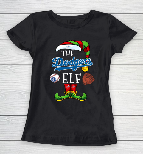 Los Angeles Dodgers Christmas ELF Funny MLB Women's T-Shirt