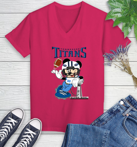 NFL Tennessee Titans Mickey Mouse Disney Super Bowl Football T Shirt Women's V-Neck T-Shirt 9