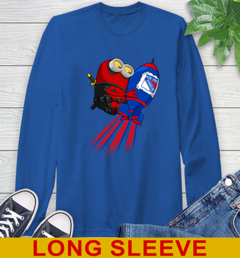 NHL Hockey New York Rangers Deadpool Minion Marvel Shirt Long Sleeve T-Shirt 11