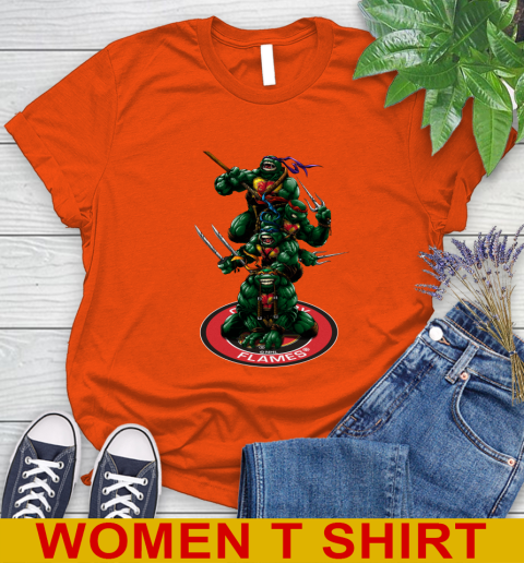 NHL Hockey Calgary Flames Teenage Mutant Ninja Turtles Shirt Women's T-Shirt 4