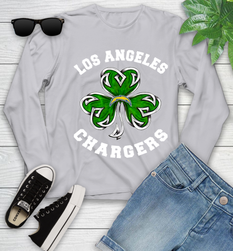NFL Los Angeles Chargers Three Leaf Clover St Patrick's Day Football Sports Youth Long Sleeve 5