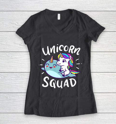Unicorn Squad Narwhal Funny Cute Birthday Party Present Gift Women's V-Neck T-Shirt 6