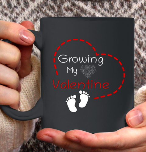 Womens Growing My Valentine Pregnancy Announcement Ceramic Mug 11oz