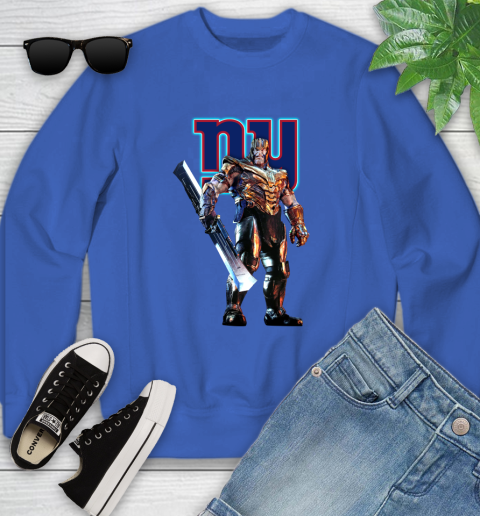 NFL Thanos Gauntlet Avengers Endgame Football New York Giants Youth Sweatshirt 8