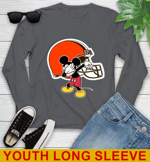 Cleveland Browns NFL Football Dabbing Mickey Disney Sports Youth Long Sleeve 9