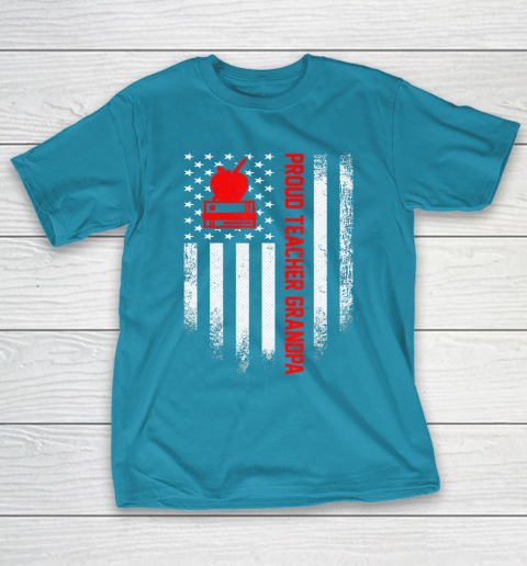 GrandFather gift shirt Vintage USA American Flag Proud Teacher Grandpa Distressed T Shirt T-Shirt 17