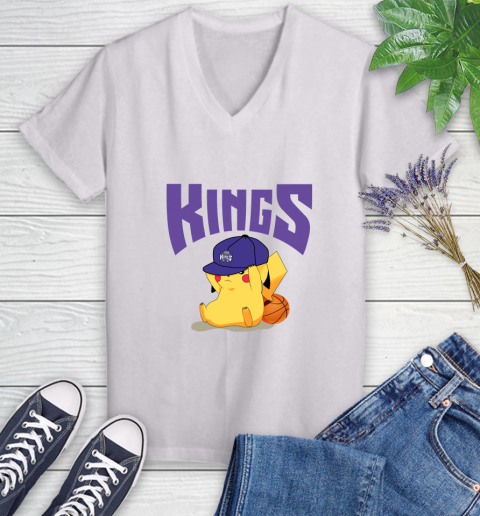 NBA Pikachu Basketball Sports Sacramento Kings Women's V-Neck T-Shirt