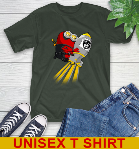 NBA Basketball Brooklyn Nets Deadpool Minion Marvel Shirt T-Shirt 6
