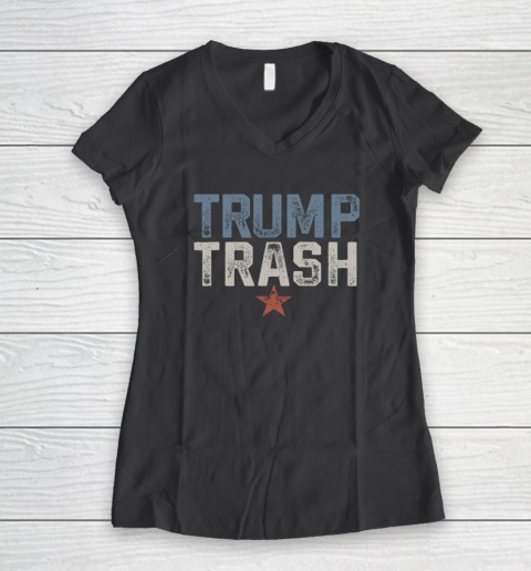 Trump Trash 2024 Grunge Vintage Garbage for Trump Women's V-Neck T-Shirt 4